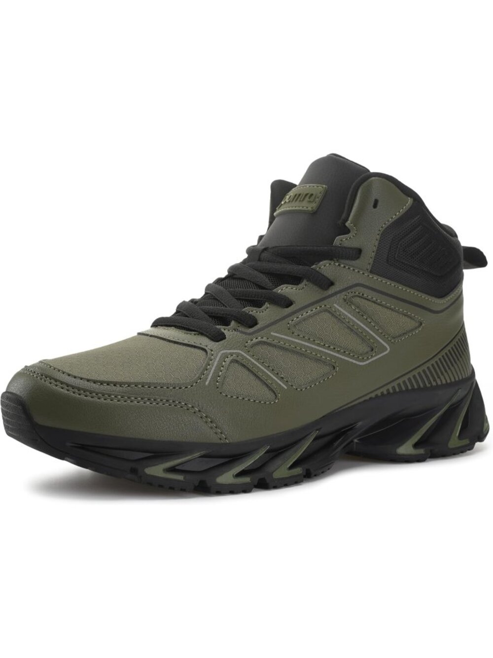 Men's Green Vegan Leather High Top Durable Stylish Athletic Basketball Shoes